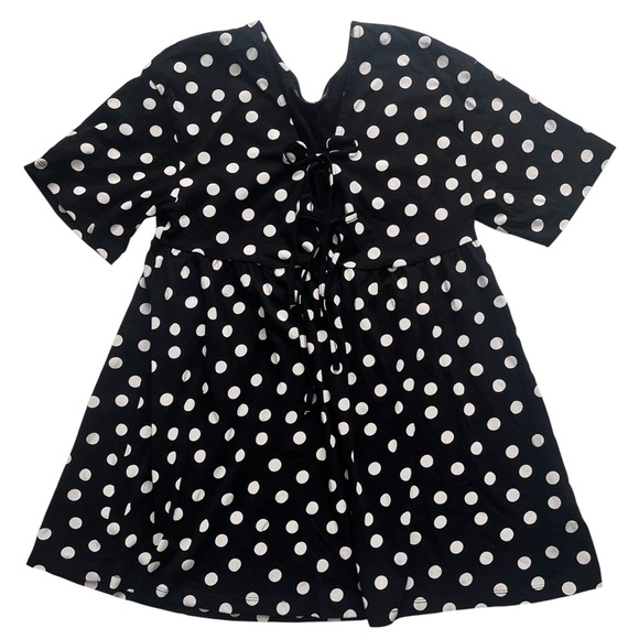 asos design Mini Dress Black White Polka Dot V Neck with Fabric Ties Sz 4 - Picture 1 of 5